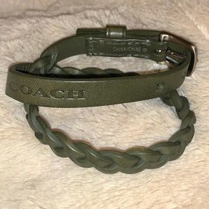 Unisex Coach beaded leather bracelet - green NWOT